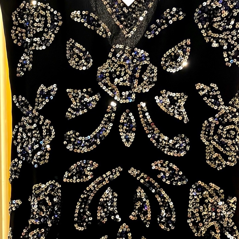 SOLD Women’s French Connection Navy Floral Sequins Formal Party Dress Sz 0 - Picture 5 of 5